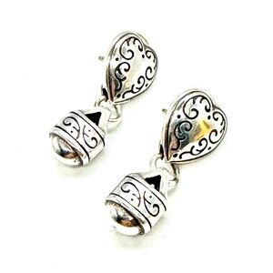 Brighton Silver Tone Heart Dangle Pierced Earrings